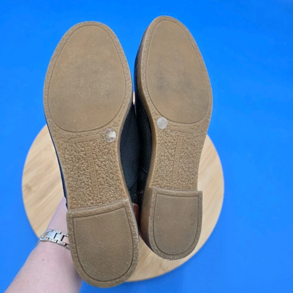 LOGO by Lori Goldstein Castiel Oxford Black Leather Slip On‎ Loafers EUC